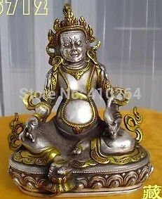 $GANG 16 cm vysoký Tibetskej Budhistickej bronz striebro KUBERA EINZIGARTIG Dzambala Sochu budhu