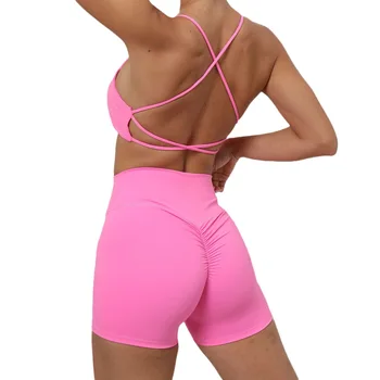 Bezšvové Jogy Sady Športové Fitness Vysoký Pás Hip-zdvíhacie Šortky Backless Podprsenka vám Vyhovuje Cvičenie Oblečenie Telocvičňa Legíny Sady pre Ženy