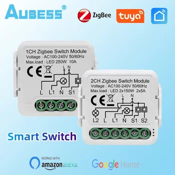 Tuya ZigBee 3.0 Smart Switch Modul 10A Smart Home DIY Breaker 1 2 Gang Podporuje 2 Spôsob Kontroly Spolupracuje S Alexa Domovská stránka Google