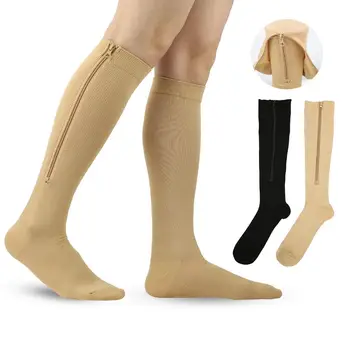 1 Pár Pohodlné Kompresiu Zips Ponožky Priedušná Kŕčové Žily Ponožky Odvod Potu Nylonové Pančuchy