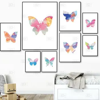 Minimalistický Farebný Motýľ Umelecké Plátno Maľovaní Plagátov Vytlačí na Stenu Obrázok pre Obývacia Izba Deti Spálňa Domova Yx106