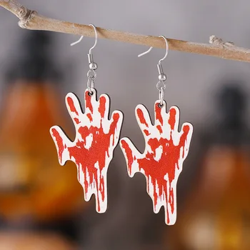 Horúce Halloween Horror Bloodstains Palm Lebky Náušnice Odtlačkov Prstov Odtlačkov Prstov Činu Transparentné Akrylátové Zábavné Náušnice Darček