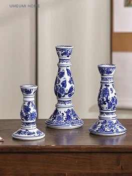 Modré a Biele Porcelánové, Keramické Dom svietnik Čínsky Štýl Jednoduchý Domov Sviečkový Dekorácie Kadidlo Stick