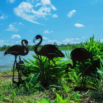Kovové Sochy S Vkladom Flamingo Kovaného Železa Umenie Sochárstvo Prachu Dôkaz, Záhrada domáci Dvore Terasa Dekorácie