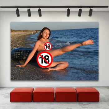Sexi Dievča na Pláži Nahá Žena bez cenzúry Fotografie, Plagáty a Tlačí na Steny Umelecké Plátno Obrazy pre Domáce Obývacia Izba Dekor
