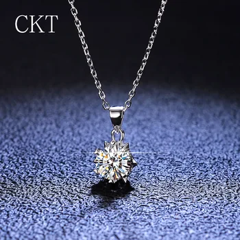 Prívesky 2 Carat Moissanite Diamantový Náhrdelník pre Ženy Módy Klasické Snowflake kľúčnu kosť Reťazca Platinum Pt950 Luxusné Šperky
