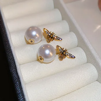 2023 Nový Kórejský Bee Pearl Náušnice Elegantné Módne Jednoduché Kovové Náušnice Elegantné Dámske Šperky