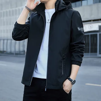 Pánske bežné bunda nové bunda s kapucňou kórejská verzia trend voľné top