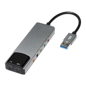 6-V-1 Počítač Zvuková Karta 5.1 USB Externé Zvukové Karty Multi-Function Audio Converter Pre Prenosné Hliníkové Zvuková Karta Trvanlivé
