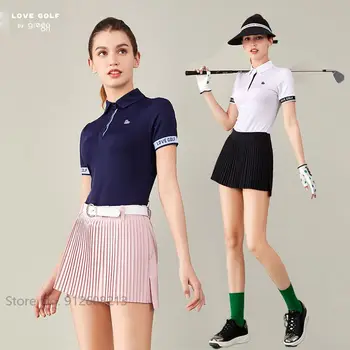 Láska Golf Ice Hodváb Quic-suché Klope Košele Ženy Chladenie Slim Golf T-shirts Dievčatá Anti-svetlo Skladaný Culotte Vysoký Pás Sukne, Súpravy