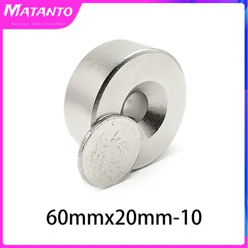 1PC 60x20-10 Veľkým Okrúhlym Super Silný Silný Magnet 60*20 Otvor 10 mm Zápustnými Disk Neodýmu Magnet 60*20-10 Trvalý Magnet
