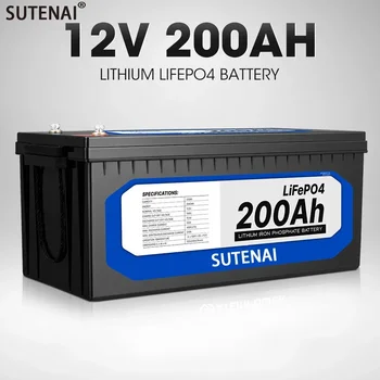 12V 200Ah LiFePO4 Batérie, Vstavané BMS Lítium Železa Fosfát Bunka Pre RV Táborníci Golf Cart Off-Road Off-Grid Solar S Nabíjačky