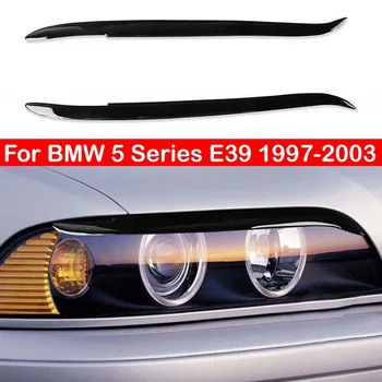 Pre BMW Série 5 E39 1997-2003 Lesklý Čierny Carbon Fiber Auto Predného Svetlometu Obočie Viečka Výbava Nálepku Krytu Dekoratívne Rám