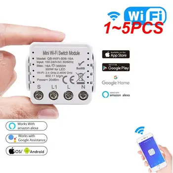 1~5 KS Tuya WiFi Smart Switch Modul Pre LED 16A Mini Switch S Načasovanie Časovač Funkcia Hlasové Ovládanie S Home