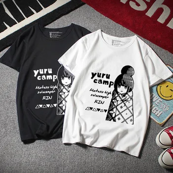Nové Yuru Tábor T-shirt Anime Cosplay Shima Rin T-shirt Letné Bavlnené Tričká Krátky Rukáv