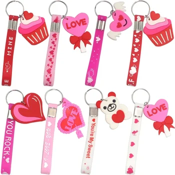 Valentín Party Láskavosti, Ružové a Červené Láska Srdce prívesok na Silikónové Láska Keychain Malý Darček Happy Valentine Day Milovníkov Prítomný