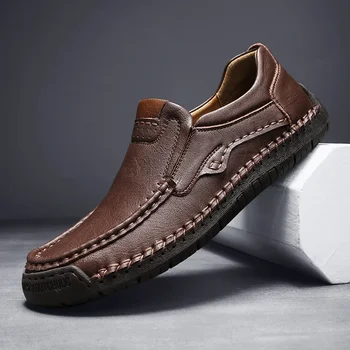Jarné pánske business office formálne Outdoor obuv vysokej kvality šaty topánky Originálne Kožené členkové Topánky pre mužov Mäkké Jediným Loafer