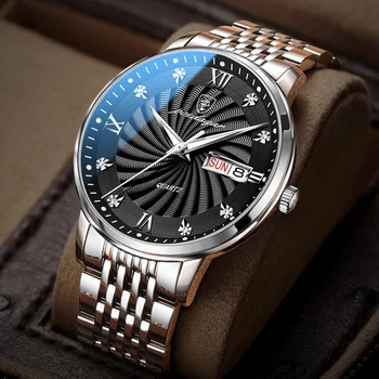 Módne pánske Quartz Hodinky Luxusné Moderné Obchodné Chronograf Ruky Hodiny Nepremokavé Nerezová Oceľ Remienok Náramkové hodinky pre Mužov