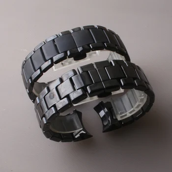 Vysoko Kvalitnej Keramiky Watchband pre AR1451 AR1452 AR1400 AR1410 sledovať popruhy s nehrdzavejúcej ocele motýľ spona 22 mm 24 mm mens