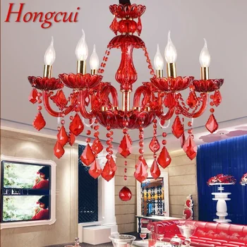 Hongcui Európsky Štýl Crystal Nezávislá Lampa Červená Sviečka, Lampa Luxusné Obývacia Izba Reštaurácia Spálne Villa Luster