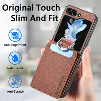 pre samsung z flip 5 Shockproof Kožený obal pre Samsung Galaxy Z Flip 5 Flip5 Zflip5 Peňaženky Funkcia mobilného Telefónu Príslušenstvo
