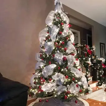 26 cm 10 Metrov Vianočné Oka Páse s nástrojmi DIY Vianočný Strom Lesk Oka Roll Svadobné, Vianočné Dekorácie 2023 Noel Darčekové Balenie Pásky