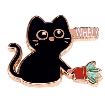 A3011 Cute Cat Smalt Kolíky Vlastné Čierne Mačiatko Brošne Klope Odznaky Cartoon Zvierat Šperky, Darček pre Deti, Priateľov