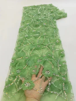 3D kvet tylu čipky textílie francúzsky Pearl Flitrami čipky textílie 2023 5 Metrov Vysokej Kvality Pre Šitie Šaty Svadobné Party