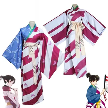 Anime Inuyasha Kagura Cosplay Kostým Japonské Kimono Motýľ Vytlačené Oblečenie Hallowen, Karneval, Party, Hranie Rolí Žena Oblek