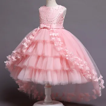 2023 Nové detské Šaty Princezná Šaty Svadobný Sprievod plesové Šaty, Čipky Koncové Sukne Narodeniny Candy Farby Dievčatá Oblečenie