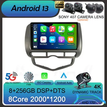 Android 13Car Rádio Auto Carplay 2 Din Pre HONDA JAZZ City 2002 - 2007 HD Multimediálny Prehrávač Videa Stereo GPS 360 Kamera WIFI+4G