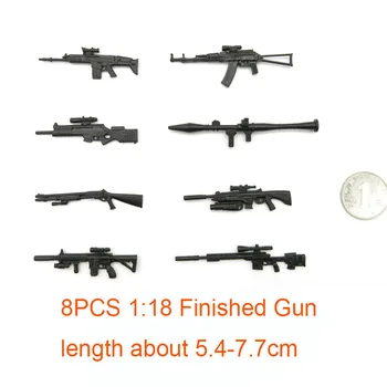 8pcs/set 1/18 Skončil Zbraň Model 3.75 Palcový Zmontované Vojak Zbraň Ozdoby Narodeninám