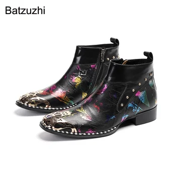 Batzuzhi 2021 100% Nové Značky Mužov Topánky Čierna Farba Originálne Kožené Členkové Topánky Mužov Zip spoločenské a Svadobné Botas Hombre, Veľká Veľkosť