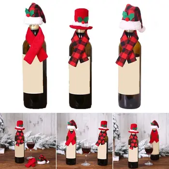 4 Ks Vianočné Fľaša Vína Dekorácie Nastaviť Vianočná Čiapka Šál Fľaša Vína Kryt, Taška Rukáv Vianoce, Nový Rok Stole, Dekor