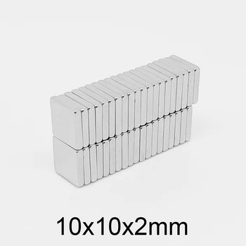 10/20/50/100/150/200/300/1000PCS 10x10x2 Námestie Silné Silné Magnety 10*10*2 mm Blok Vzácnych Zemín Neodýmu Magnet 10x10x2mm
