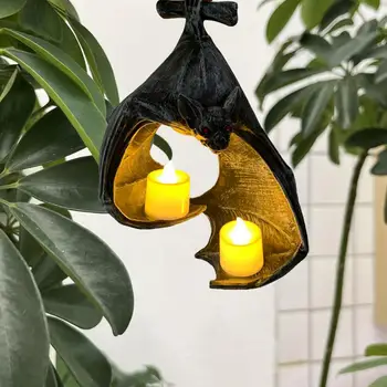 Bat svietnik Strašidelné Bat Stenu Tealight Držiteľ Realistický Tvar Eco-friendly Živice Sviečka Výzdoba pre Halloween Strašidelné Bat Stenu