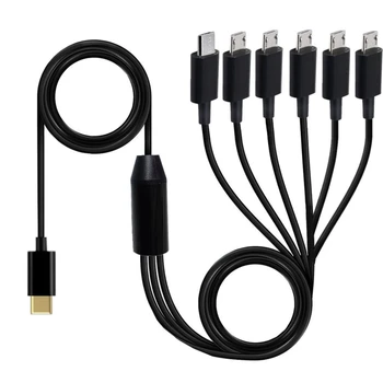 6 v 1 Multi Nabíjací Kábel USB, C Micro USB Rozbočovač Kábel 20W Univerzálny Viac Telefónnych Nabíjací Kábel