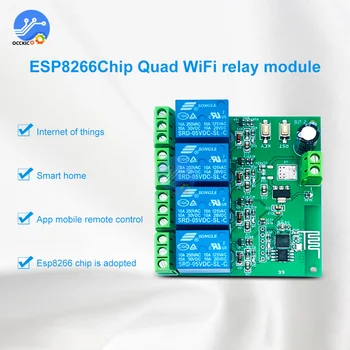 5V/12V ESP8266 4 Kanál WiFi Relé Modul Pre internet vecí Smart Home Phone Remote Control