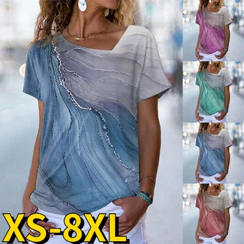 2023 Dámy 3D Tlač T-shirt Pulóver Žien Ulici tvaru Krátky Rukáv Sexy T-shirt Letné Každodenné Módne Oblečenie XS-8XL