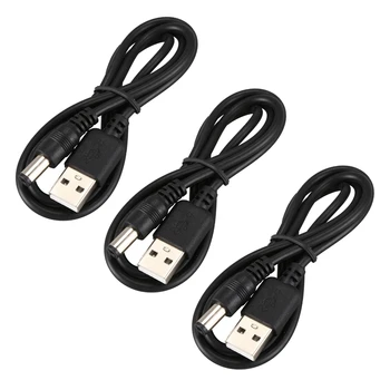 3X USB Kábel 5,5 Mm / 2.1 Mm 5V DC Barel Konektor, Napájací Kábel (Čierny, 75 cm)